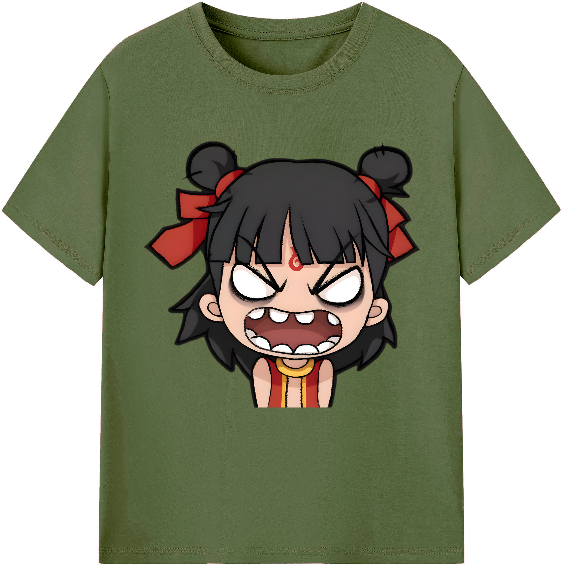 （画像用） Ne Zha 2 ナタ 魔童の大暴れ 綿100％半袖Tシャツ（フロントプリント）